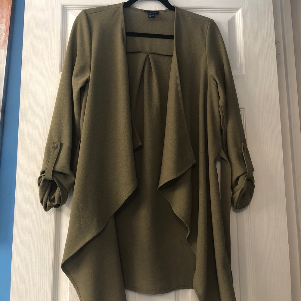 Olive lightweight trench coat cardigan